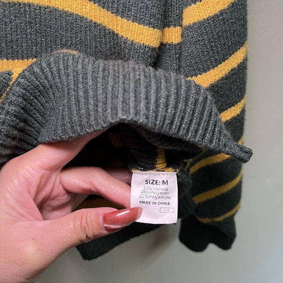 Dark green and yellow stripe sweater - Picture 3 of 3